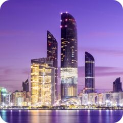 Abu Dhabi City Skyline at Twilight, United Arab Emirates